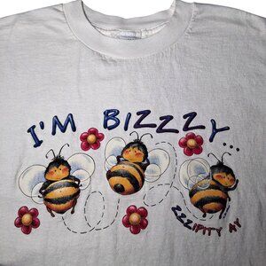 Vintage Air Waves Im Bizzy Shirt Women 2X Bees Bee Busy Zippety AY USA Nature T